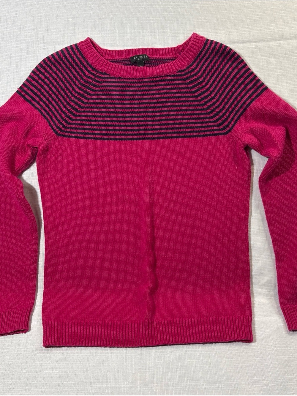 Talbots Petite Women’s Sp Magenta Berry Lambswool Long Sleeve Cozy Sweater